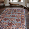 Glitzy Rugs 6 x 9 ft. Hand Knotted Afghan Wool & Silk Kazak Rectangle Area Rug, Aqua & Cream