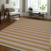 Glitzy Rugs 6 ft. 7 in. x 9 ft. 10 in. Hand Woven Flat Weave Kilim Wool Contemporary Rectangle Area Rug, Cream & Gold
