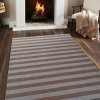 Glitzy Rugs 6 ft. 7 in. x 9 ft. 10 in. Hand Woven Flat Weave Kilim Wool Contemporary Rectangle Area Rug, Cream & Light Brown
