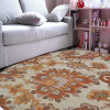 Glitzy Rugs 8 x 8 ft. Hand Tufted Wool Floral Round Area Rug Beige
