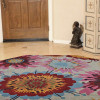 Glitzy Rugs 8 x 8 ft. Hand Tufted Wool Octagon Floral Area Rug Cream