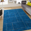 Glitzy Rugs 8 x 10 ft. Hand Knotted Gabbeh Silk Geometric Rectangle Area Rug, Blue & Beige