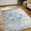 Glitzy Rugs 5 ft. x 7 ft. 10 in. Machine Woven Crossweave Polyester Oriental Rectangle Area Rug Blue