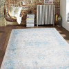 Glitzy Rugs 9 x 12 ft. Machine Woven Crossweave Polyester Oriental Rectangle Area Rug, Grey & Blue