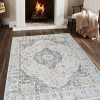 Glitzy Rugs 9 x 12 ft. Machine Woven Crossweave Polyester Oriental Rectangle Area Rug Cream