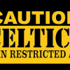Smart Blonde 1.5 x 3 in. Caution Celtics Fan Area Novelty Metal Key Chain