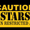 Smart Blonde 1.5 x 3 in. Caution Stars Fan Area Novelty Metal Key Chain