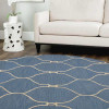 Glitzy Rugs 8 x 8 ft. Hand Tufted Wool Geometric Round Area Rug, Blue & Beige