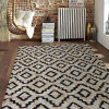 Glitzy Rugs Hand Knotted Sumak Jute 5 x 8 ft. Eco-friendly Rectangle Area Rug, Geometric - Beige & Black