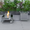 20 x 26.8 x 26.8 in. Walbrooke Patio Square Fire Pit & Tank Holder with Slats Design, Grey