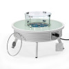20 x 29 x 29 in. Walbrooke Outdoor Patio Aluminum Round Slats Design Fire Pit Side Table with Lid & Fire Glass, White