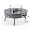 20 x 29 x 29 in. Walbrooke Outdoor Patio Aluminum Round Slats Design Fire Pit Side Table with Lid & Fire Glass, Grey
