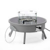 20 x 29 x 29 in. Walbrooke Outdoor Patio Aluminum Round Fire Pit Side Table with Lid & Fire Glass, Grey