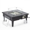 20 x 26.8 x 26.8 in. Walbrooke Outdoor Patio Aluminum Square Fire Pit Side Table with Lid & Fire Glass, Black