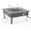 20 x 26.8 x 26.8 in. Walbrooke Outdoor Patio Aluminum Square Slats Design Fire Pit Side Table with Lid & Fire Glass, Grey