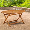 Diboll Oval Foldable Patio Acacia Solid Wood Dining Table - Natural Oil