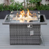 Mace Wicker Patio Modern Propane Fire Pit Table Grey