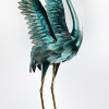 Metal Crane with Open Wings Garden Statue