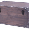 12.75 x 14.25 x 23.5 in. Distressed Wooden Vintage Industrial Style Decorative Trunk with Lockable Latch Cherry