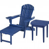 Oceanic Collection Outdoor Bistro Adirondack Chaise Lounge Foldable Chair Set with Cup & Glass Holder & Built in Ottoman, Navy Blue - Wood - 2 Piece
