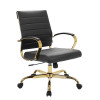 LeisureMod Benmar Leather Office Chair with Gold Frame Black