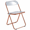 LeisureMod 30 x 19 x 18.5 in. Lawrence Acrylic Folding Chair with Orange Metal Frame Orange