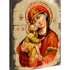 Vladimir Virgin Mary Icon Painting on Gold-Plated Wooden Block