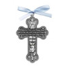 CA Gift Crib Cross-Bless This Child with Blue Ribbon Pewter - Gift Boxed
