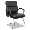United Stationers Neratoli Series Slim Profile Guest Chair Black Soft Leather & Chrome Frame