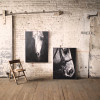 Kalalou 37 x 48.5 in. Oil Painting Black & White Side View Horse with Silver Frame