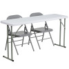 Flash Furniture 18 x 60 in. Plastic Folding Training Table Set with 2 Gray Metal Folding Chairs
