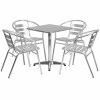 Flash Furniture TLH - ALUM - 24SQ - 017BCHR4 - GG 23.5 in. Square Aluminum Indoor - Outdoor Table - 4 Slat Back Chairs