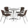 Flash Furniture TLH - ALUM - 24SQ - 020CHR4 - GG 23.5 in. Square Aluminum Indoor - Outdoor Table - 4 Rattan Chairs