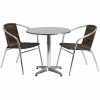 Flash Furniture TLH - ALUM - 28RD - 020CHR2 - GG 27.5 in. Round Aluminum Indoor - Outdoor Table - 2 Rattan Chairs