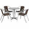 Flash Furniture TLH - ALUM - 28RD - 020CHR4 - GG 27.5 in. Round Aluminum Indoor - Outdoor Table - 4 Rattan Chairs