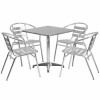 Flash Furniture TLH - ALUM - 28SQ - 017BCHR4 - GG 27.5 in. Square Aluminum Indoor - Outdoor Table - 4 Slat Back Chairs