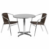 Flash Furniture TLH - ALUM - 32RD - 020CHR2 - GG 31.5 in. Round Aluminum Indoor - Outdoor Table - 2 Rattan Chairs