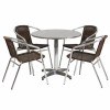Flash Furniture TLH - ALUM - 32RD - 020CHR4 - GG 31.5 in. Round Aluminum Indoor - Outdoor Table - 4 Rattan Chairs