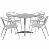 Flash Furniture TLH - ALUM - 32SQ - 017BCHR4 - GG 31.5 in. Square Aluminum Indoor - Outdoor Table - 4 Slat Back Chairs