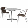 Flash Furniture TLH - ALUM - 32SQ - 020CHR2 - GG 31.5 in. Square Aluminum Indoor - Outdoor Table - 2 Rattan Chairs