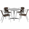 Flash Furniture TLH - ALUM - 32SQ - 020CHR4 - GG 31.5 in. Square Aluminum Indoor - Outdoor Table - 4 Rattan Chairs