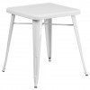 Flash Furniture 24 in. Metal Indoor-Outdoor Table- Square - White
