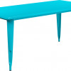 Flash Furniture 31.5 x 63 in. Rectangular Crystal Teal-Blue Metal Indoor & Outdoor Table