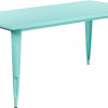 Flash Furniture 31.5 x 63 in. Rectangular Mint Green Metal Indoor & Outdoor Table