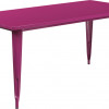 Flash Furniture 31.5 x 63 in. Rectangular Purple Metal Indoor & Outdoor Table
