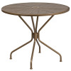 Flash Furniture 35.25 in. Round Gold Indoor & Outdoor Steel Patio Table
