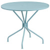 Flash Furniture 35.25 in. Round Sky Blue Indoor & Outdoor Steel Patio Table