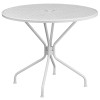 Flash Furniture 35.25 in. Round White Indoor & Outdoor Steel Patio Table