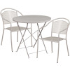 Flash Furniture 30 in. Round Light Gray Indoor-Outdoor Steel Folding Patio Table Set with 2 Round Back Chairs