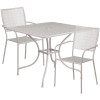 Flash Furniture 35.5 in. Square Light Gray Indoor-Outdoor Steel Patio Table Set with 2 Square Back Chairs